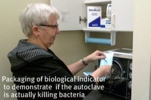 Biologic indicator being packaged