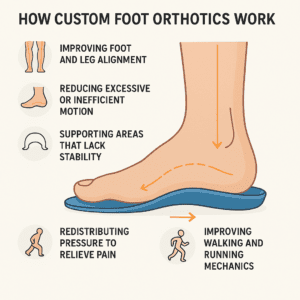 Infographic on how custom foot orthotics work 